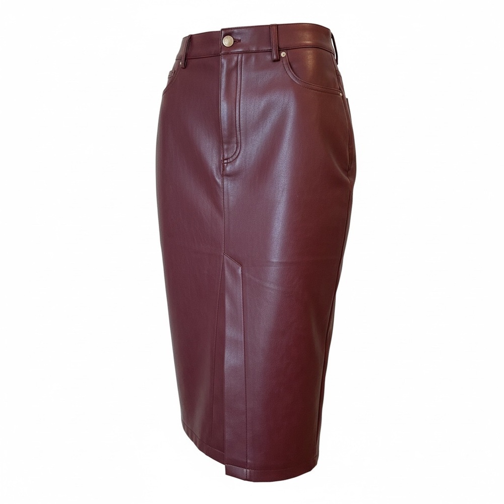7 For All Man Kind Faux Leather Midi Pencil Skirt with Slit NWOT